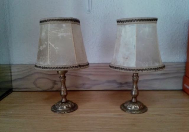 Lámparas antiguas años 1940 bronce y piel