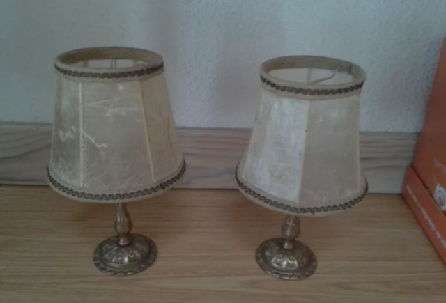 Lámparas antiguas años 1940 bronce y piel