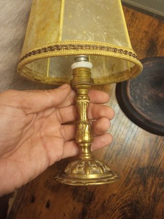 2 lámparas años 1940 en  bronce y piel