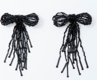Pendientes largos lazo negros