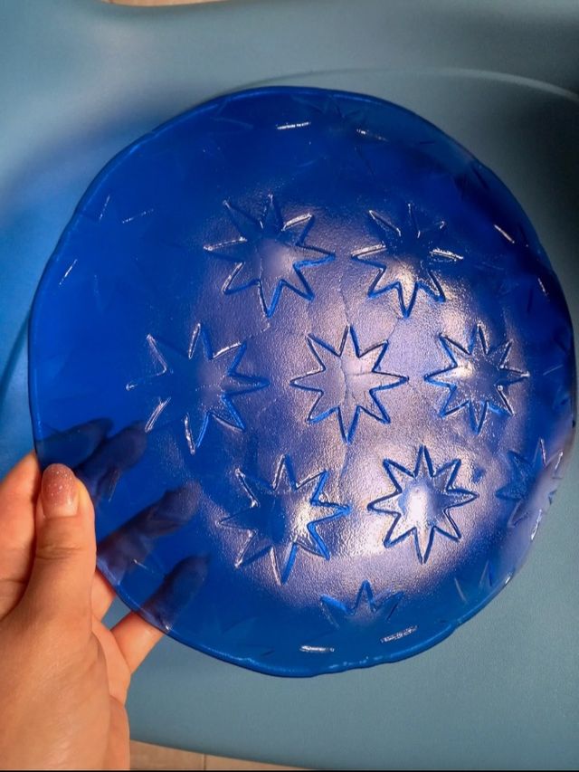 Vassoio blu per panettone con stelle