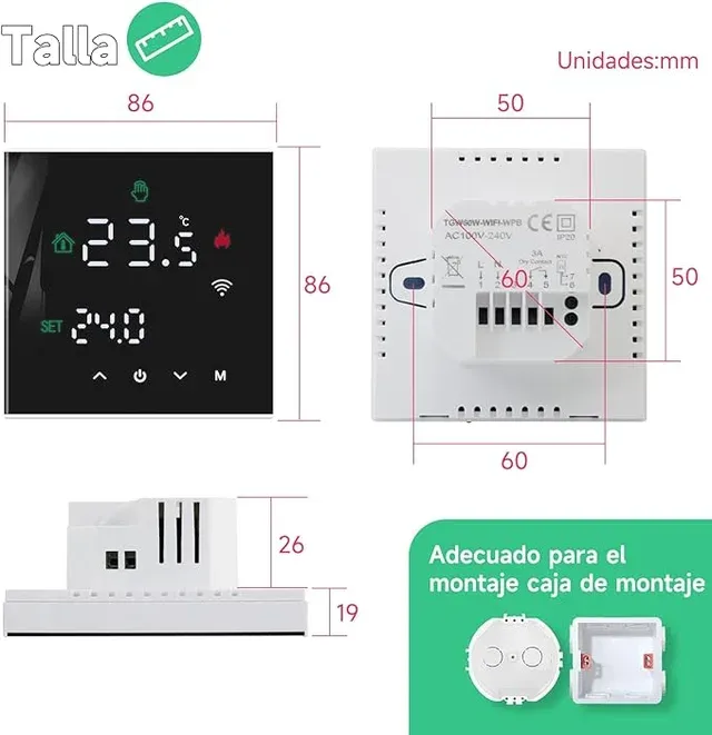 Termostato BEOK TGW60B-WIFI-WPB
