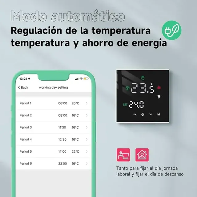 Termostato BEOK TGW60B-WIFI-WPB