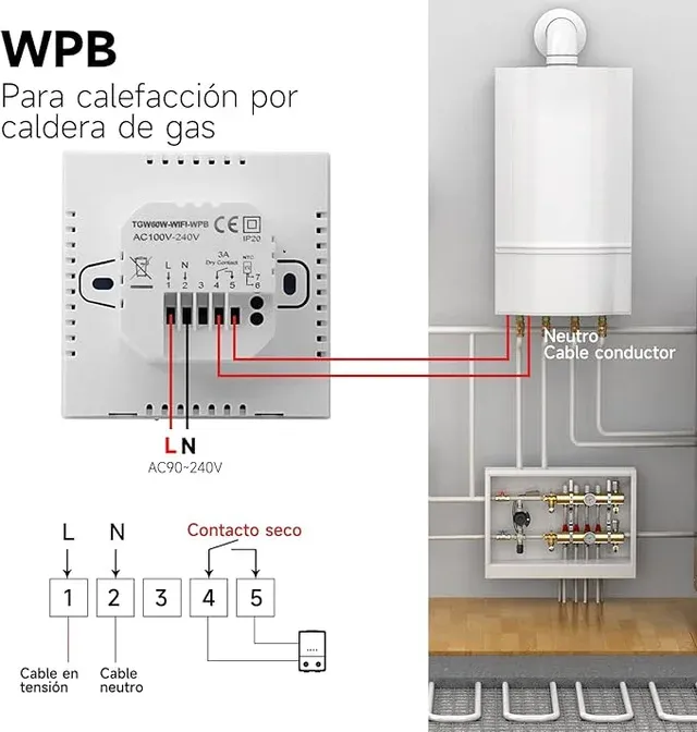 Termostato BEOK TGW60B-WIFI-WPB