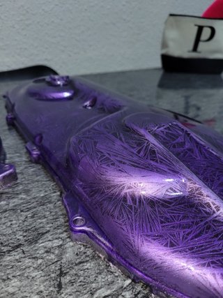 Tapa carter y tapa bomba agua aerox moradas