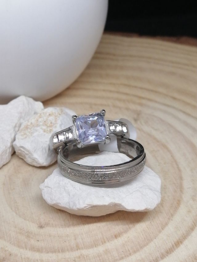 Juego de Anillo de Matrimonio y Compromiso