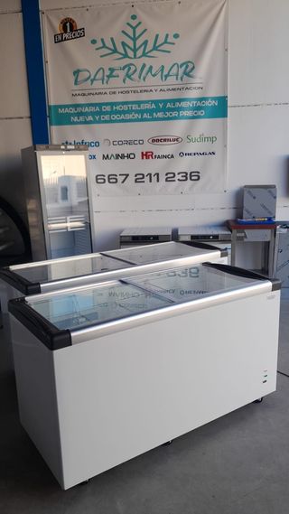 congelador tapa cristal corredera iluminacion led