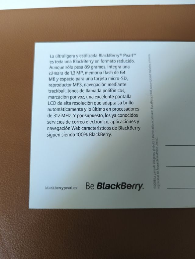Postal holograma blackberry Pearl 2006