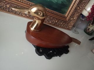 Pato madera nogal cabeza y cola,latón o