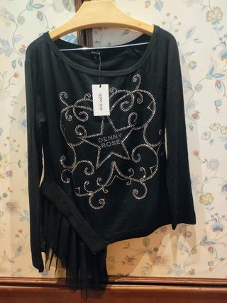 Camiseta Oversize Tul Abalorios 