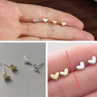 Pendientes pequeños piercing corazon bebé niña muj