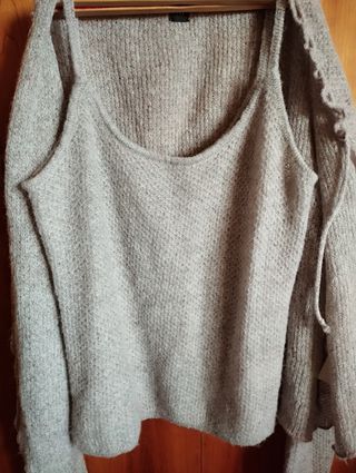 Conjunto cárdigan + interior punto.