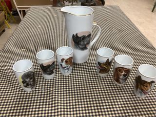 Juego vino ceramica San Clara. 
