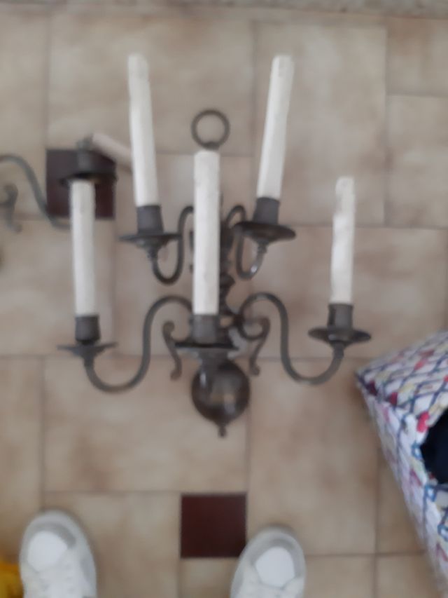 2 Applique in ferro battuto 5 bracci