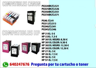 Tóners y cartuchos de tinta.
Envío GRATIS .