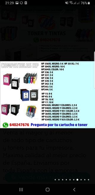 Tóners y cartuchos de tinta.
Envío GRATIS .