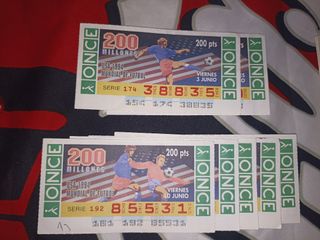 Cupones lotería de la ONCE 1993 1994 1995
