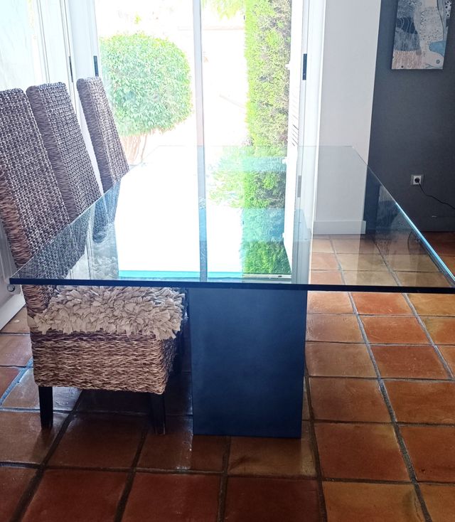 Mesa cristal y sillas alga Marina