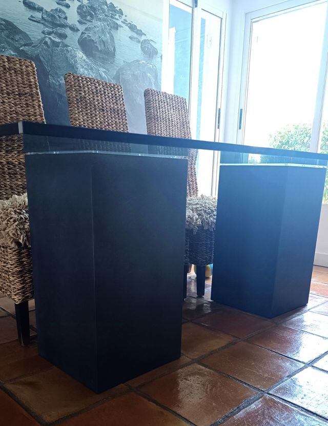 Mesa cristal y sillas alga Marina