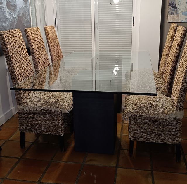 Mesa cristal y sillas alga Marina