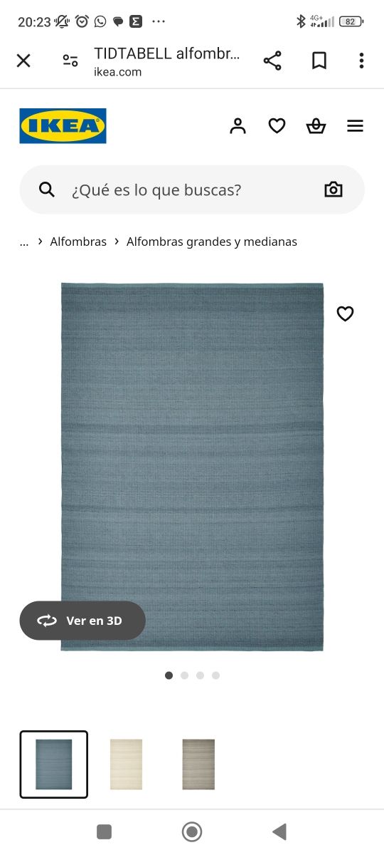 Alfombra de lana Ikea, color azul grisáceo
