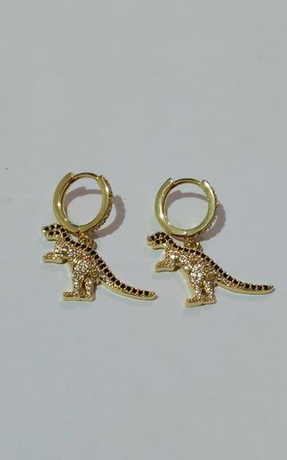 Pendientes de aro Dinosaurio y zircón