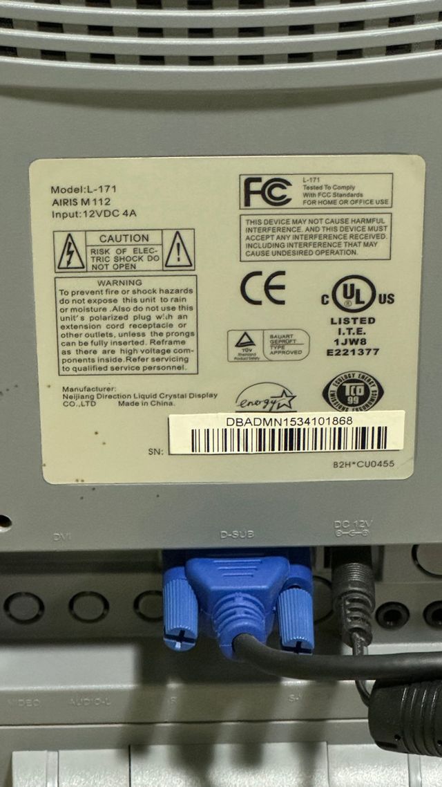 Monitor pantalla 17”