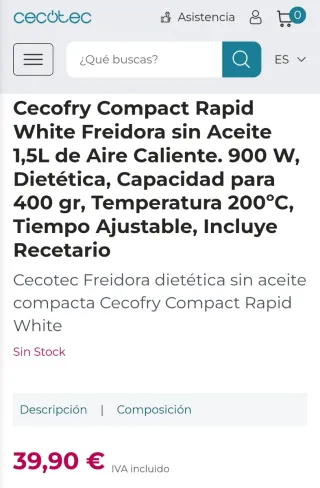 Freidora de aire, como Nueva a mitad de precio