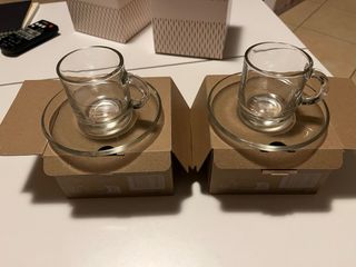 Set n.2 tazzine in vetro con piattini Nespresso