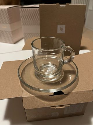 Set n.2 tazzine in vetro con piattini Nespresso