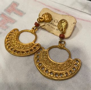 Pendientes Arte Chibcha Colombia baño oro 24 k.