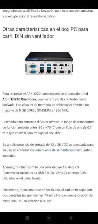 Ordenador advantech ark 1220