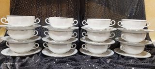 12 conjuntos consomé. Porcelana SANTA CLARA.