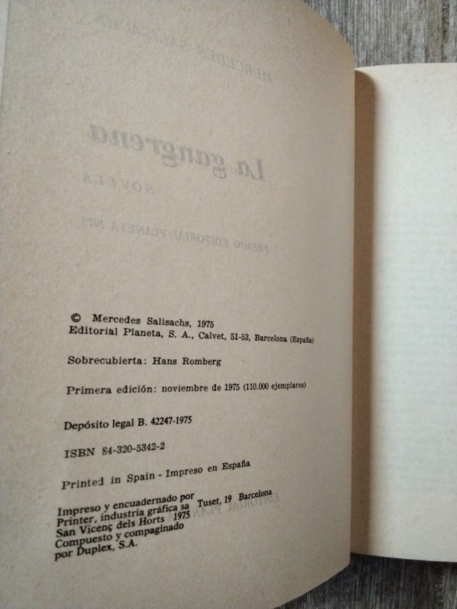 Libro de mercedes Salisachs LA GANGRENA año 1975