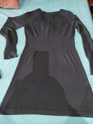 Vestido Mango mujer punto fino azul grisaseo TXL