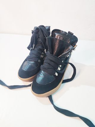 Rapsodia/ Botines cuero ante negro tacón oculto 40