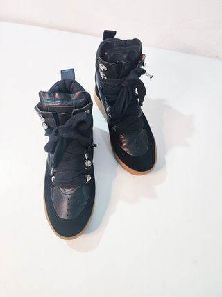 Rapsodia/ Botines cuero ante negro tacón oculto 40