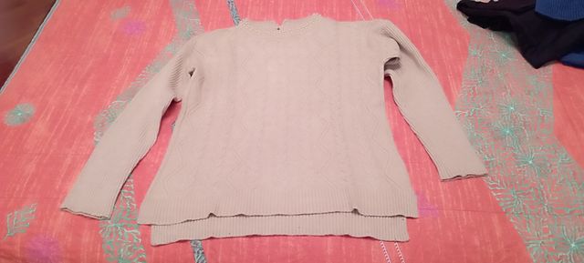 Maglione donna colletto con perline