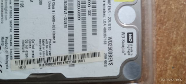 HD sata wd 250gb