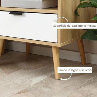 Comodino con Cassetto Estraibile e Ripiano Aperto,