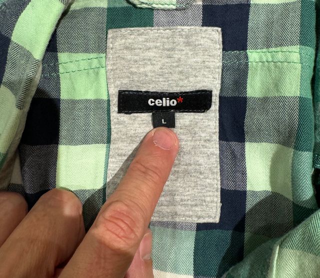 Camisa de cuadros verdes, Celio, talla L