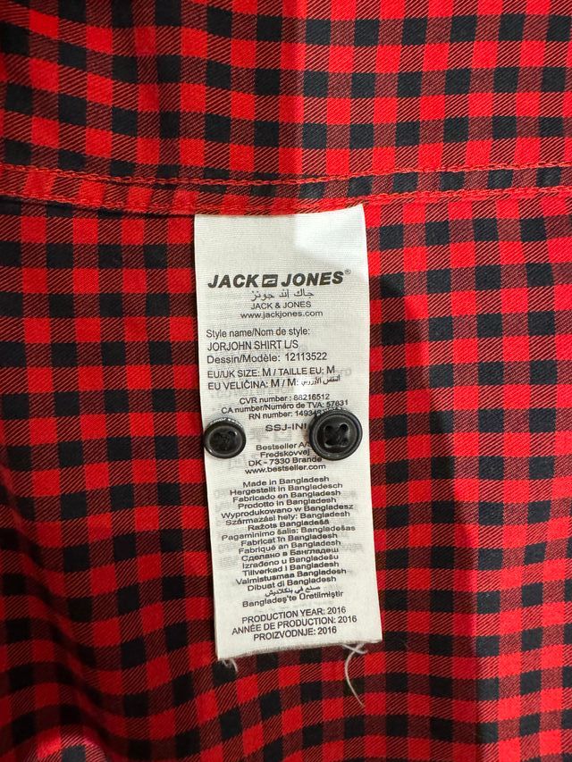 Camisa de hombre, cuadros rojos y negros, Talla M