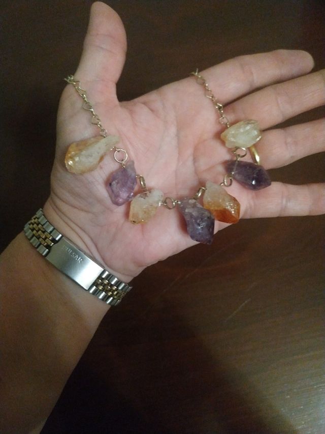 Girocollo in argento placcato oro e piet