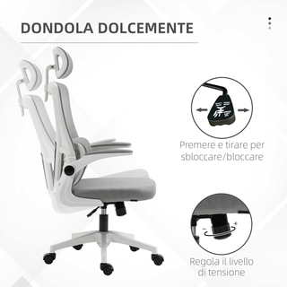 Sedia da Ufficio Ergonomica con Supporto Lombare,