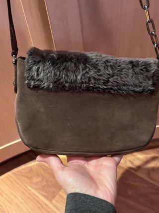 Bolso Furla de ante y pelo marron