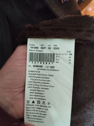Abrigo de piel vuelta marrón Marca Baronia