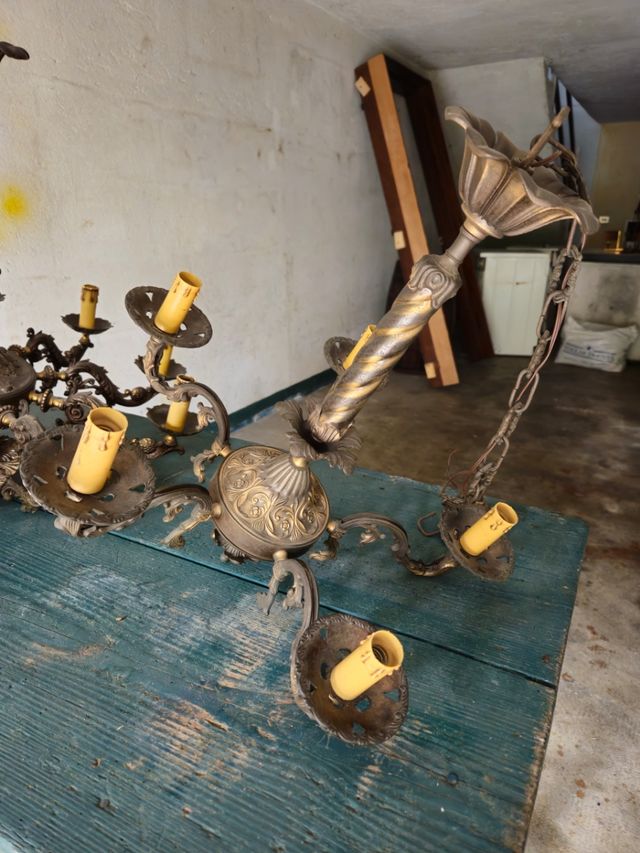 Lampadario in ottone vintage