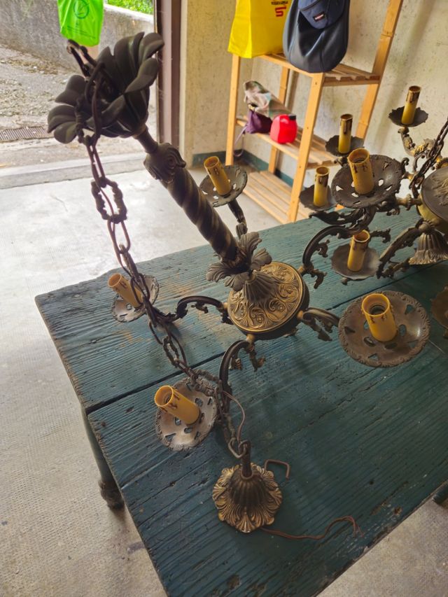 Lampadario in ottone vintage