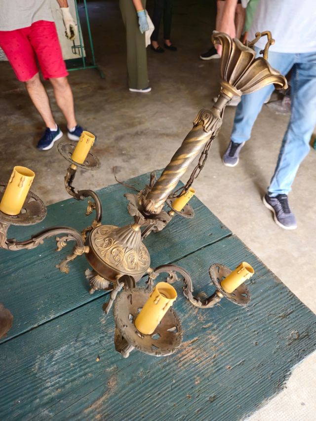 Lampadario in ottone vintage