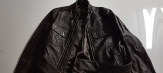 Chaqueta de piel Cortefiel marrón